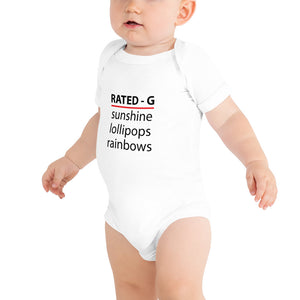 Rated-G Baby short sleeve one piece "Sunshine, Lollipops and Rainbows"
